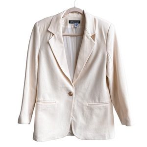 Savannah Vintage 100% Pure Wool Oversized Blazer - Cream, Size 4